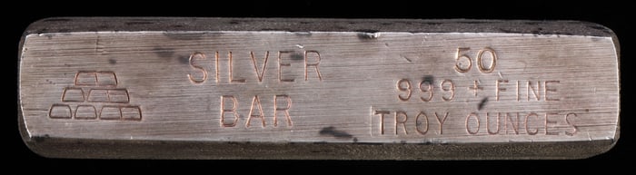 50 TROY OUNCE 999 FINE SILVER BULLION BAR