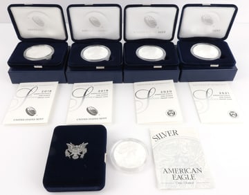 AMERICAN EAGLE SILVER PROOF LOT OF 5 MIX DATE