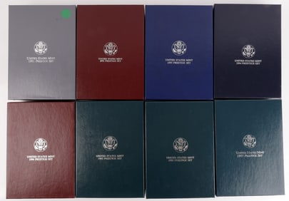1991 TO 1997 8 U.S. MINT PRESTIGE SET LOT SILVER