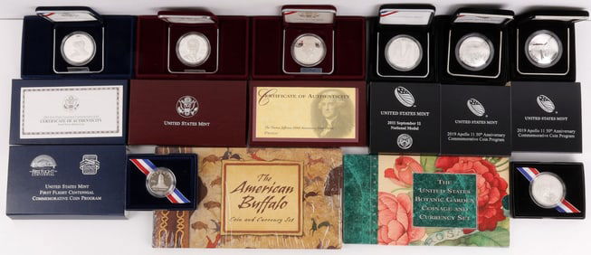 SILVER COMMEMORATIVE COINS MIXED US MINT LOT 10