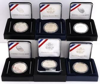 US SILVER COMMEMORATIVE COINS MILITARY LOT OF 6