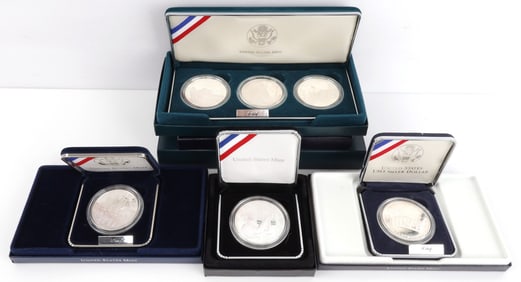 US SILVER COMMEMORATIVE COINS MILITARY LOT OF 6