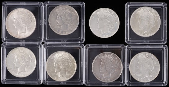 8 EF TO UNCIRCULATED PEACE SILVER DOLLAR COIN LOT