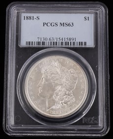 1881-S MORGAN SILVER DOLLAR PCGS MS63