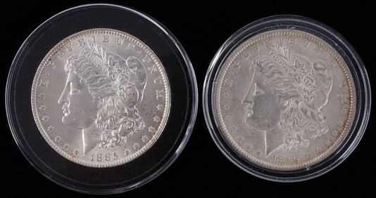 1885 & 1896 MINT STATE MORGAN SILVER DOLLAR COINS