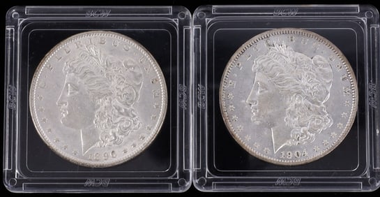 1896 & 1904 O UNCIRCULATED MS MORGAN SILVER DOLLAR