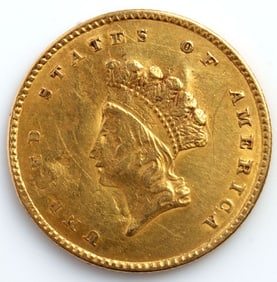 1855 US $1 ONE DOLLAR GOLD COIN PRINCESS HEAD