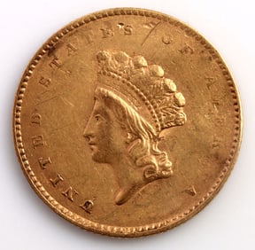 1855 US $1 ONE DOLLAR GOLD COIN PRINCESS HEAD