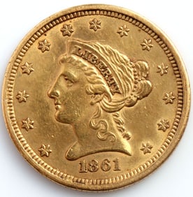 1861 US LIBERTY $2.5 GOLD COIN