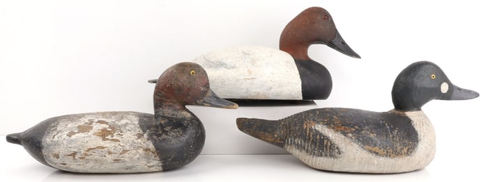 3 ANTIQUE WOOD DUCK DECOY LOT 1 SIGNED 1 OREGON