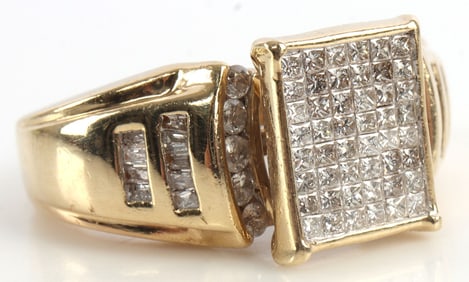 14K YELLOW GOLD MENS DIAMOND SIZE 9 RING