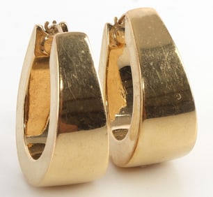 14K YELLOW GOLD OVAL HOOP EARRINGS