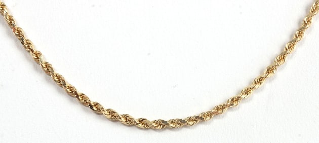 14KT YELLOW GOLD ROPE CHAIN 18.5 INCHES