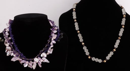 LOT OF 2 14K YELLOW GOLD STRAND NECKLACES