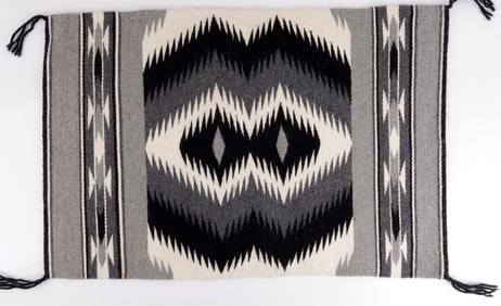 NATIVE NAVAJO RUG EYE DAZZLER & TWO GREY HILLS