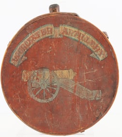 EARLY US WOOD CANTEEN WORCESTER ARTILLERY