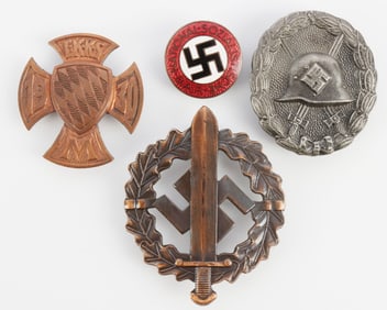 LOT OF 4 WWII GERMAN BADGES SA SPORTS WOUND