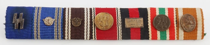 WWII GERMAN 7 AWARD RIBBON BAR PIN