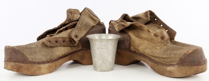 WWII GERMAN REICH HOLOCAUST WORK BOOTS & CUP