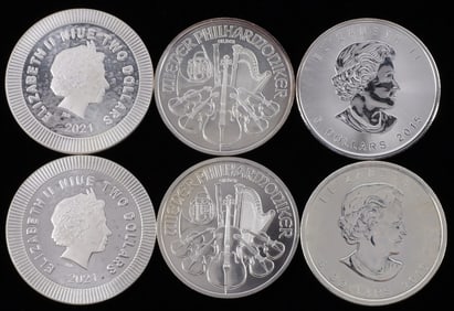 LOT 6 SILVER OWL MAPLE AUSTRIA PHILHARMONIC COINS