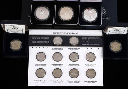 3 COMMEMORATIVE COINS & 2 PROOF SUSAN B. 1 UNC SET: Includes 2 1999 Susan B. Anthony proof coins, 2, 2014 Civil Rights commemorative proof silver dollar coins, 1 Medal of Honor proof silver dollar coin, and 2010 America the Beautiful Quarters