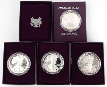 AMERICAN EAGLE SILVER PROOF LOT OF 4 MIXED DATE