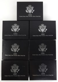 1992 TO 1998 U.S. MINT PREMIER SILVER PROOF 7 SET