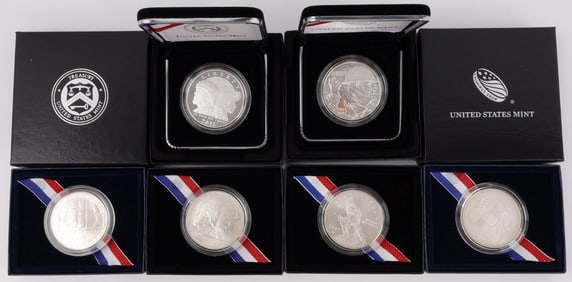 US SILVER COMMEMORATIVE COINS MILITARY LOT OF 6
