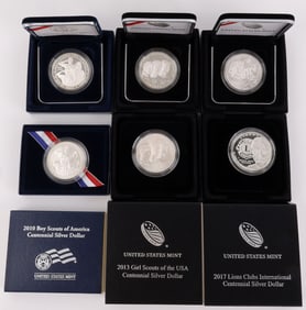 US SILVER COMMEMORATIVE COINS MILITARY LOT OF 6