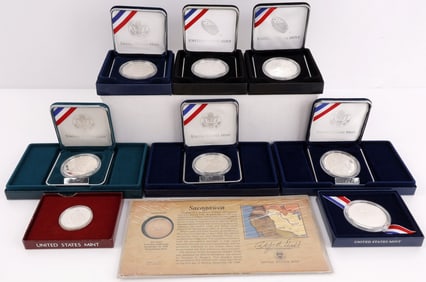 SILVER COMMEMORATIVE COINS MIXED US MINT LOT 8