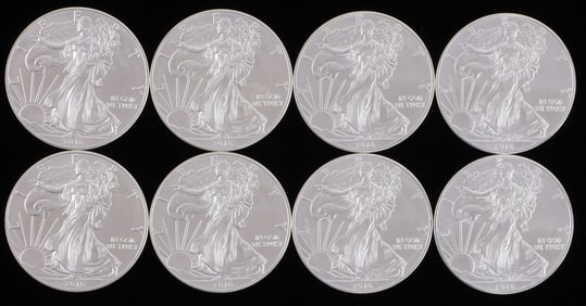 8 2016 1 OZT OUNCE SILVER AMERICAN EAGLE BU COINS