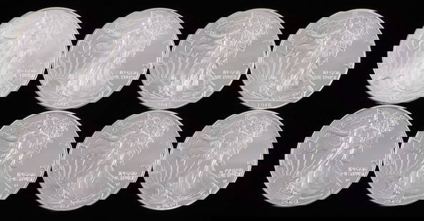 8 MIX DATE 1 OZT OUNCE SILVER AMERICAN EAGLE COINS: Lot of EIGHT (8). Mixed dates. Brilliant uncirculated coins. This lot reserved at melt.