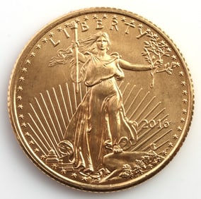 2016 GOLD 1/10 OZT OUNCE  AMERICAN EAGLE BU COIN
