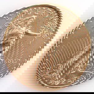 2017 GOLD 1/10 OZT OUNCE AMERICAN EAGLE BU COIN: Brilliant uncirculated. This lot reserved at melt.