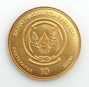 RWANDA MOUNTAIN GORILLA 1/10 GRAM GOLD AFRICA DIME