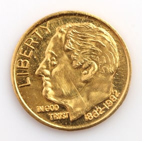 24 KT PURE GOLD ROOSEVELT 100TH BIRTHDAY DIME