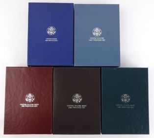 1986 TO 1990 5 U.S. MINT PRESTIGE SET W SILVER $