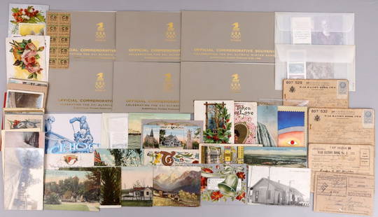 STAMP LOT COLUMBUS WINTER OLYMPICS: Columbus Commemoratives, Winter Olympics souvenir. Each signed by Postmaster and President of the Olympic Committee and more.