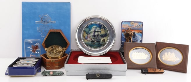GENERAL COLLECTIBLES LOT SHIP SAILOR PLATES WWII
