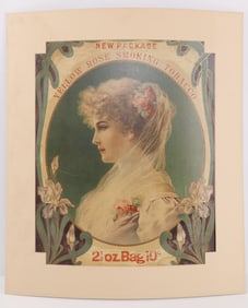 ART NOUVEAU YELLOW ROSE TOBACCO ADVERTISING POSTER
