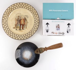 2 WIFI PANORAMA CAMERAS ENAMEL PAN FALSTAFF PLATE