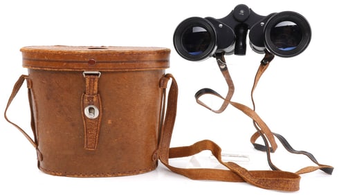 VINTAGE CARL ZEISS JENA CASE W JAPANESE BINOCULARS