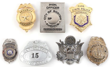 LOT OF 7 OBSOLETE FEDERAL LAW ENFORCEMENT BADGES