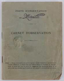 WWI FRENCH PILOT FLIGHT LOG
