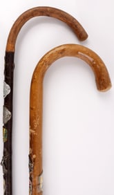 LOT 2 ANTIQUE GERMAN TOURIST HIKING CANE BADGES