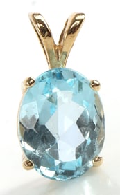 14K YELLOW GOLD AQUAMARINE PENDANT