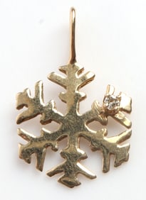 14KT YELLOW GOLD AND DIAMOND SNOWFLAKE