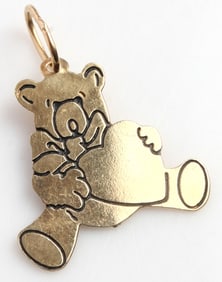 14KT YELLOW GOLD TEDDY BEAR WITH HEART