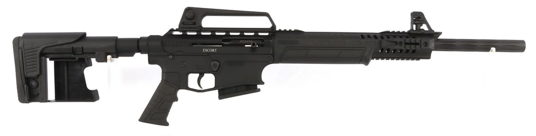HATSAN ESCORT SDX410 SEMI AUTO .410 BORE SHOTGUN: Hatsan Escort SDX410 semi-automatic shotgun. Barrel length 20 inches. Includes one (1) magazine. Used, very good condition. Mechanically fine, functions without issue. Bore is bright and clear. No int
