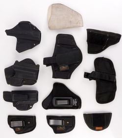 ASSORTED HANDGUN NYLON & PLASTIC HOLSTER LOT OF 11